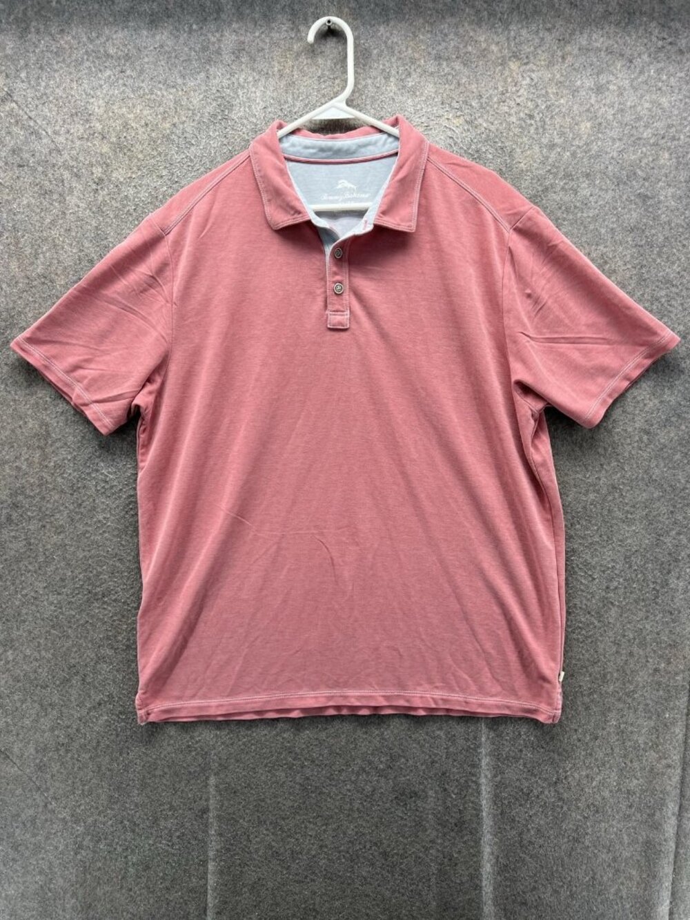 Tommy Bahama Polo Shirt Men XL Pink Lyocell Jersey Casual Logo Lightweight